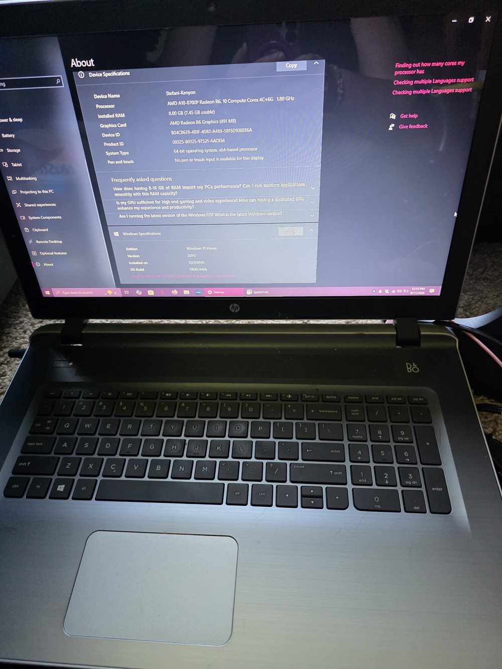 HP 15.6" Laptop - Black - AMD Radeon R6 - Picture 2 of 4